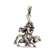Sterling silver 925 polished silver religious god krishna charm pendant C 527